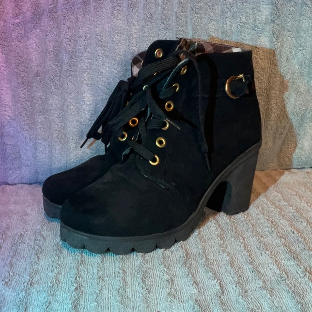 Black bootie boots with 3 inch heel